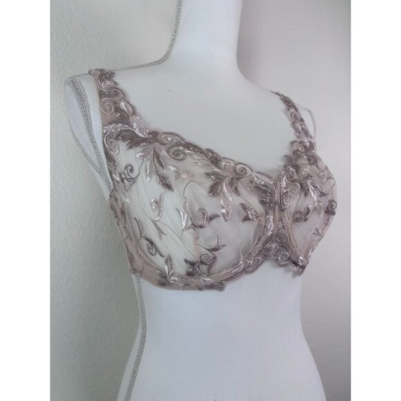 Soma‎ women's 34DD beige sensuous lace unlined bra underwire lingerie - Picture 2 of 6